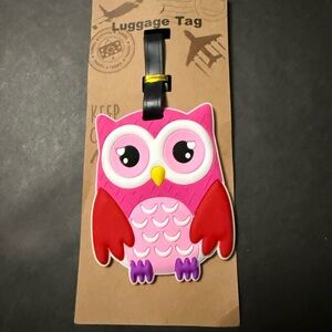 Pink Owl Luggage Tag - Cute Travel Bag ID